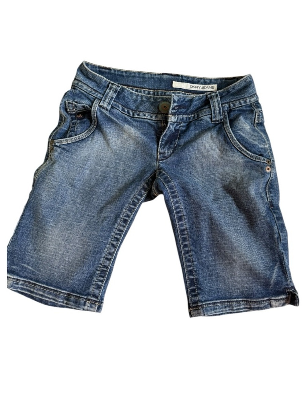 Dkny Women's Washed Blue Denim Bermuda Shorts